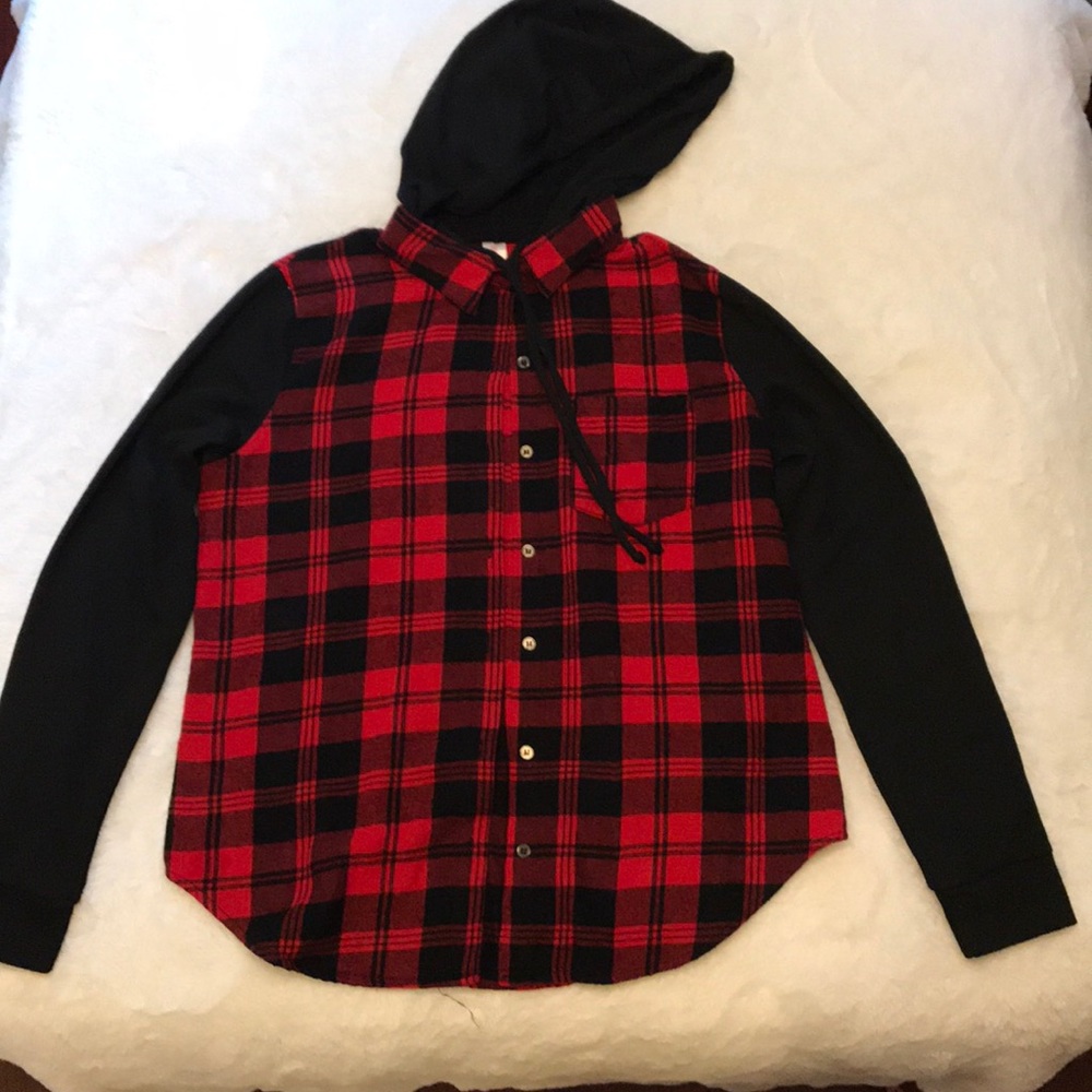 Red and Black Flannel with Hood ❤️🖤